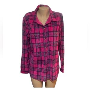 Time and Tru Pink Plaid Button Down Shirt